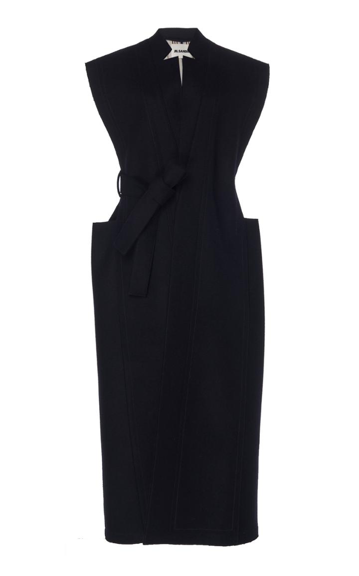 Jil Sander Inverted Collar Wool Midi Vest