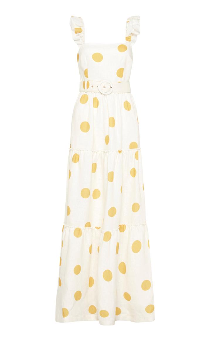 Moda Operandi Rebecca Vallance Aya Ruffled Polka-dot Linen Maxi Dress