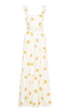 Moda Operandi Rebecca Vallance Aya Ruffled Polka-dot Linen Maxi Dress