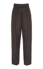Oscar De La Renta Cropped Striped Wool-blend Tapered Pants Size: 0