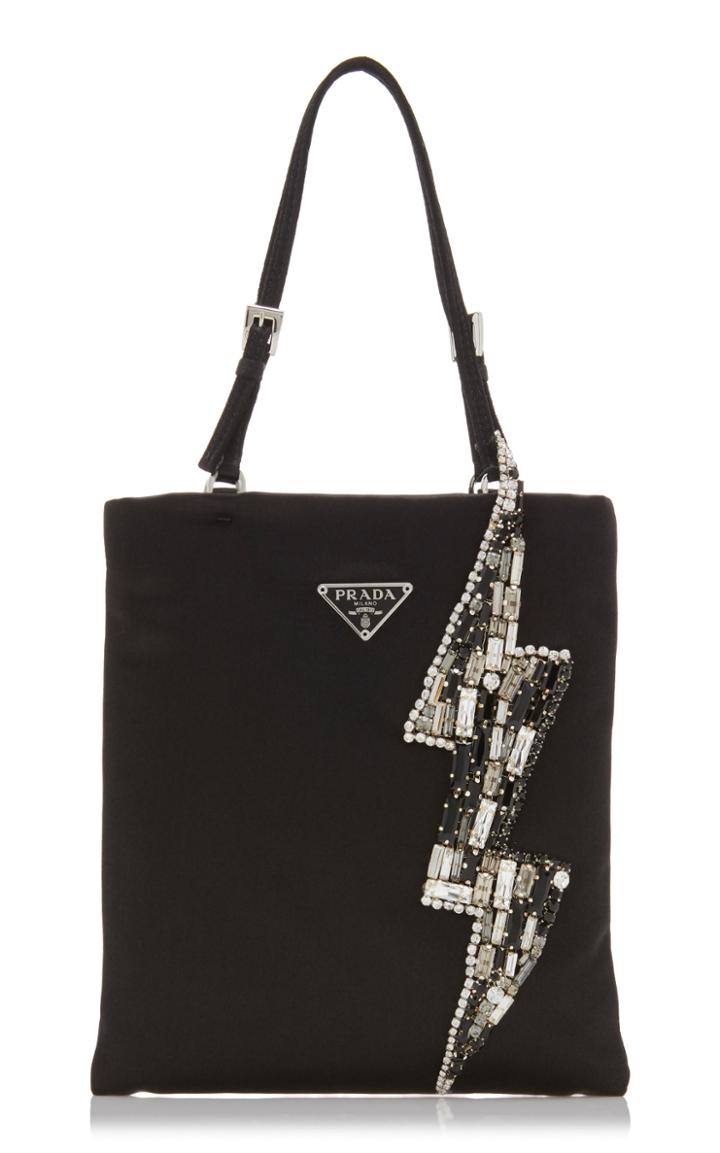Prada Lightning Bolt Embellished Raso Top Handle Bag