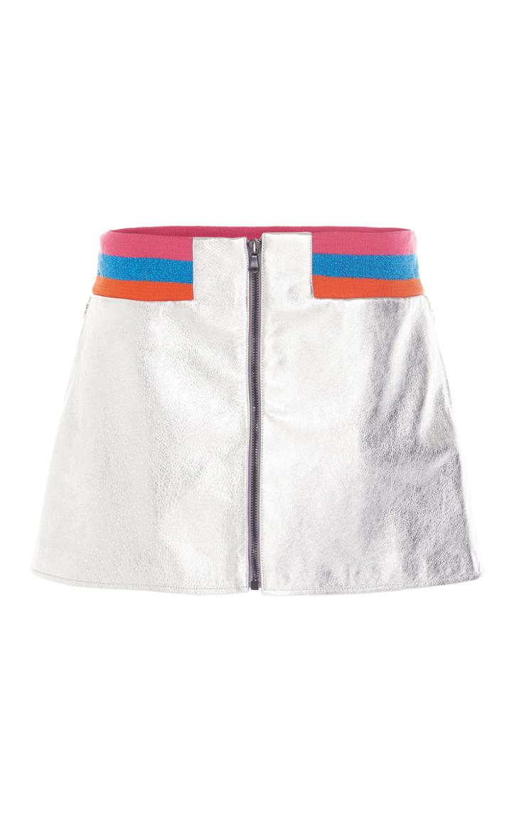 Mira Mikati Metallic Leather Bomber Skirt