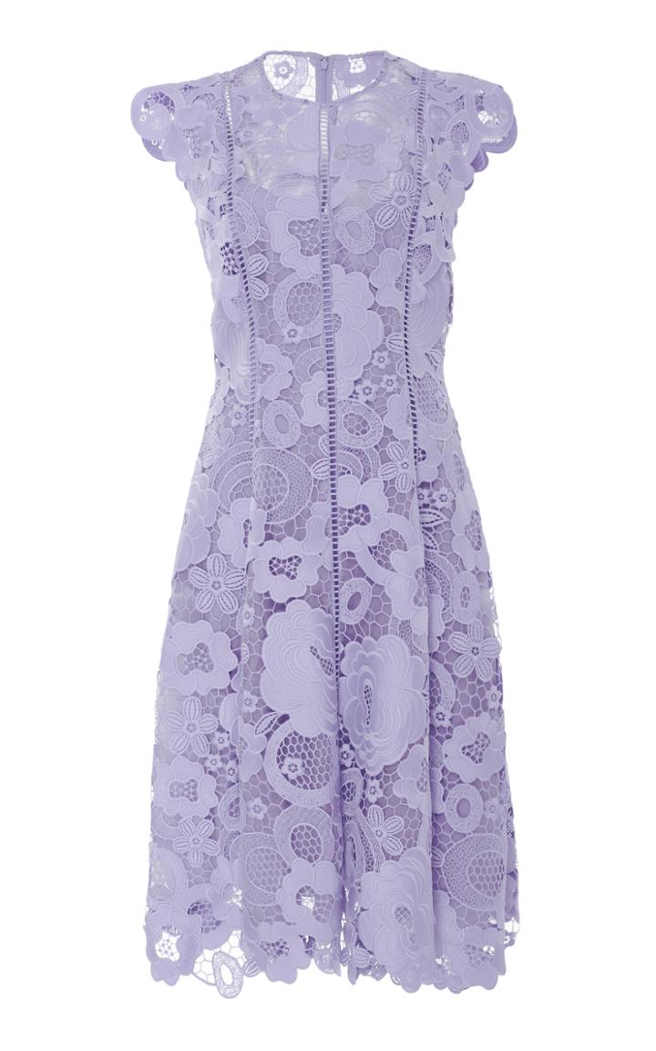 Lela Rose Seamed Lace Knee Length Dress