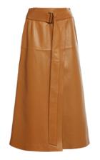 Moda Operandi Joseph Salic Belted Nappa Leather Midi Wrap Skirt