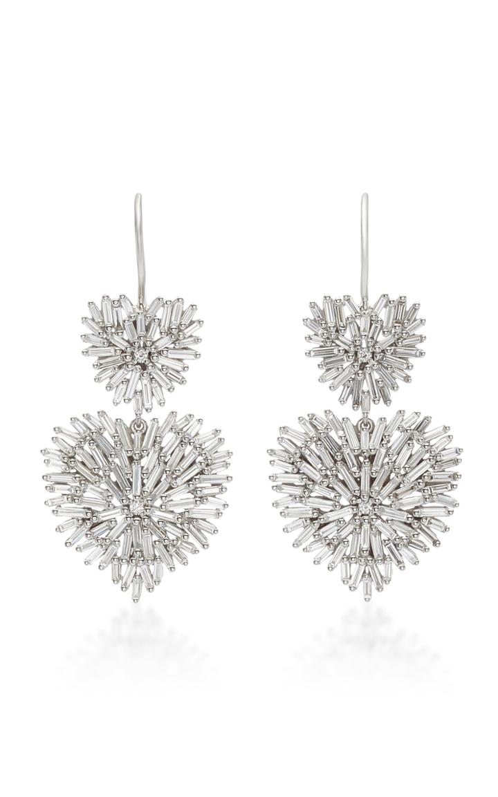 Suzanne Kalan Double Heart 18k White-gold Drop Earrings