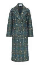 Luisa Beccaria Embroidered Double-breasted Plaid Coat