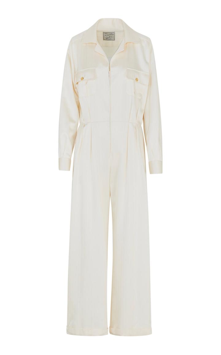 Moda Operandi Giuliva Heritage The Lauren Silk Herringbone Jumpsuit