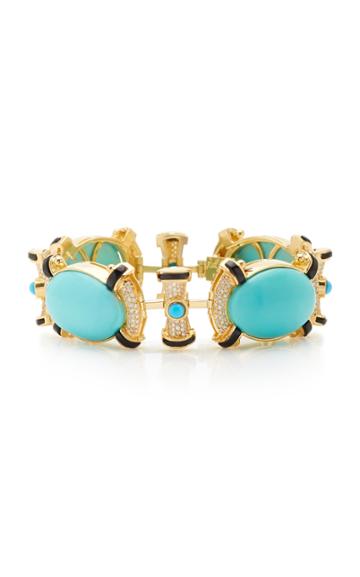 Ruth Grieco 18k Gold, Turquoise And Diamond Bracelet