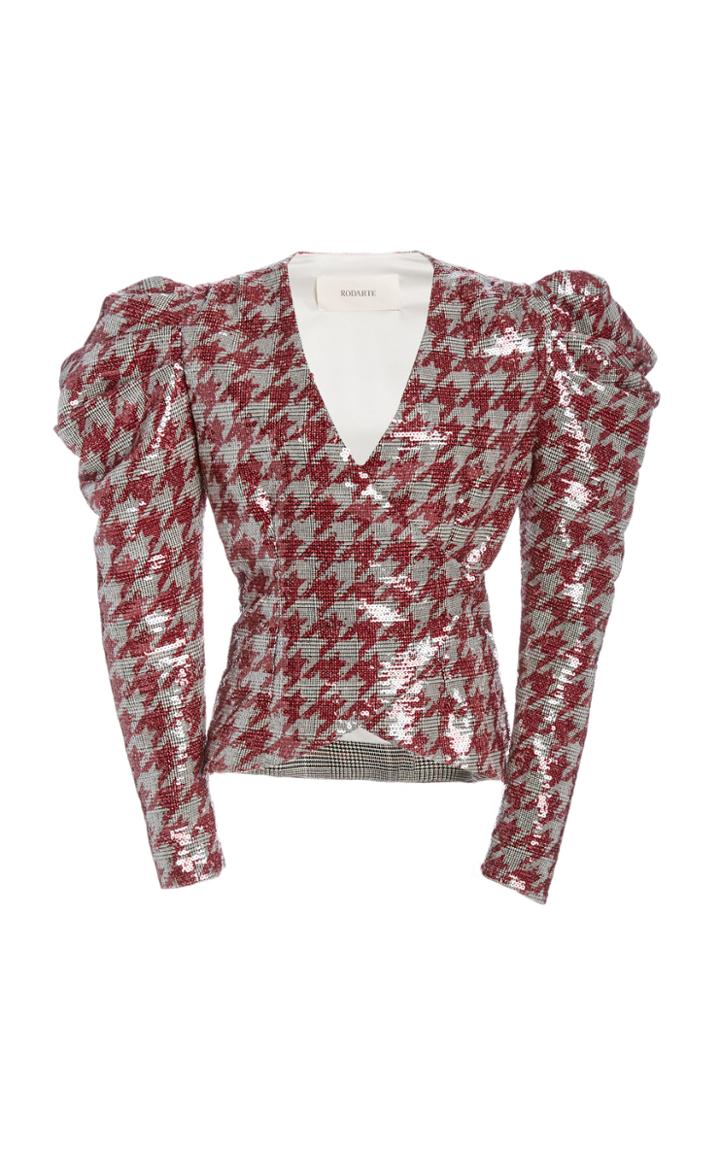 Moda Operandi Rodarte Belted Metallic Houndstooth Top