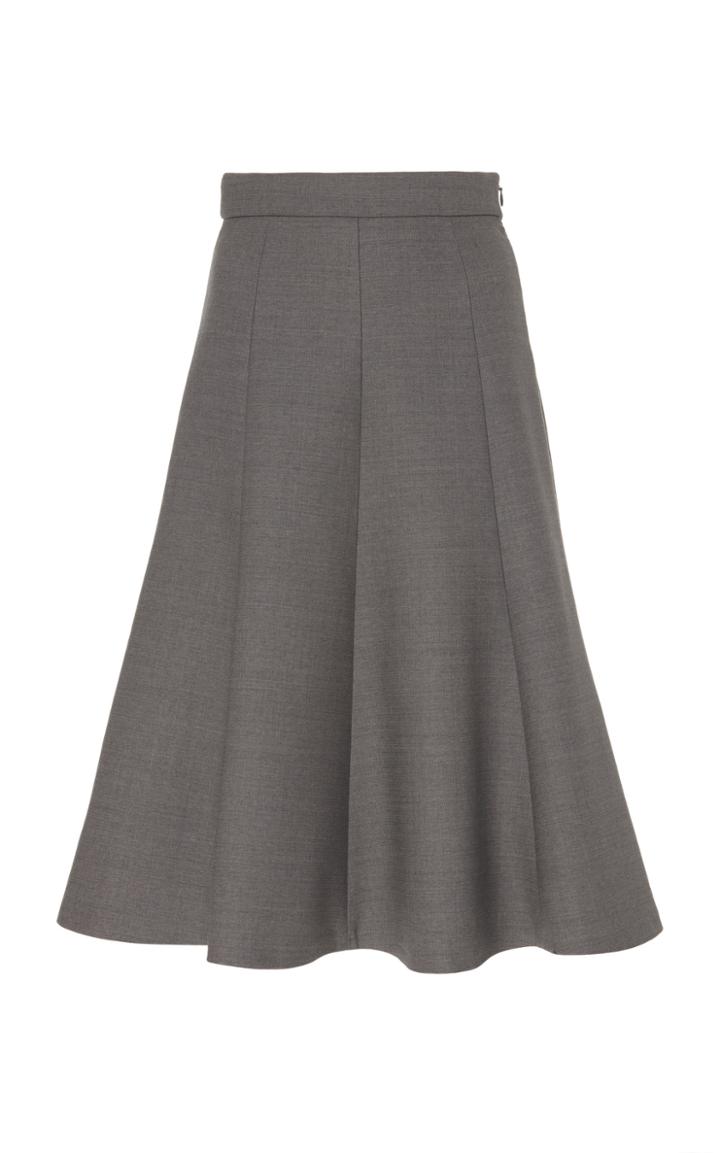 Moda Operandi Michael Kors Collection Melange Stretch Wool Gabardine Flare Skirt Siz