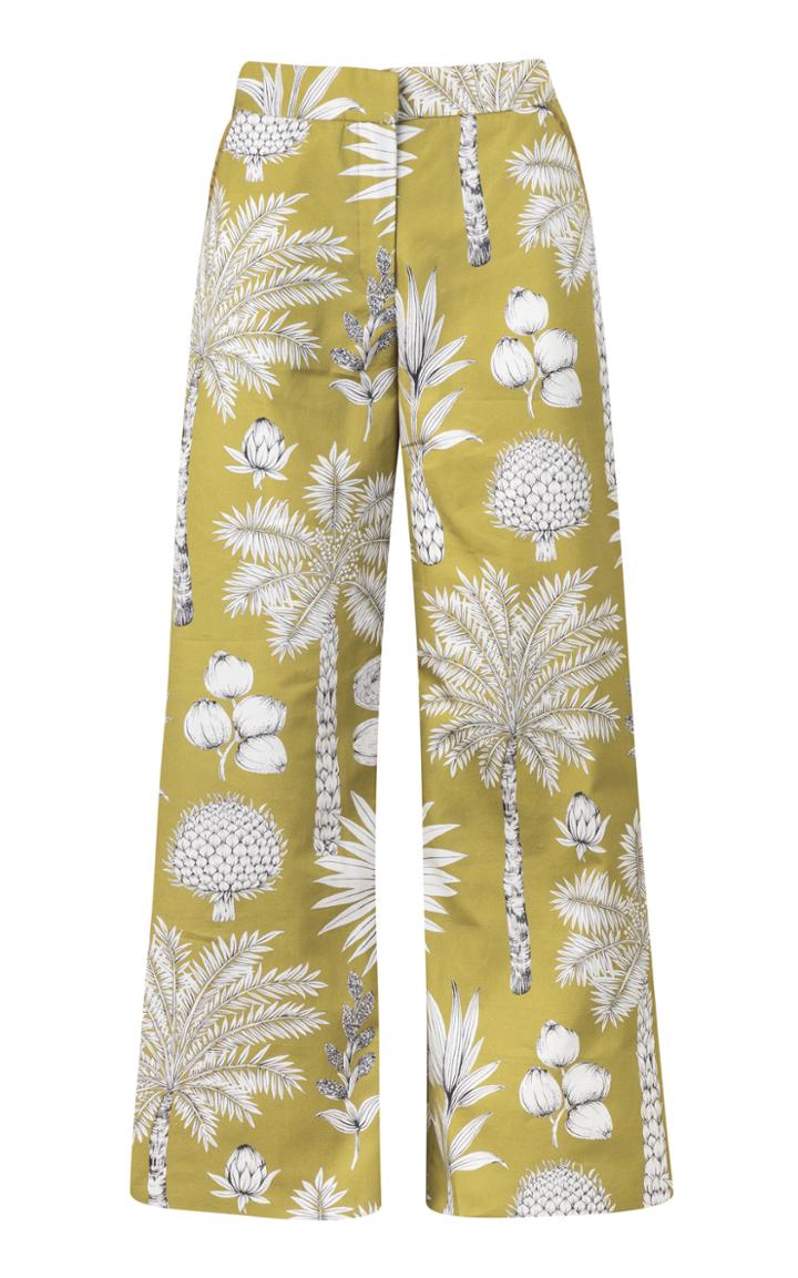 Maison Alma M'o Exclusive Cotton Embroidereded Wide Leg Pants