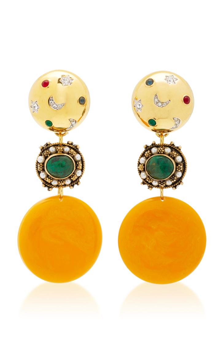 Lulu Frost One-of-a-kind Vintage Autumnal-toned Star And Moon Drop Earrings