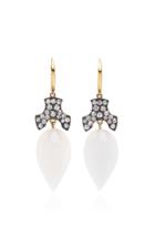Sylva & Cie White Agate And Diamond 18k Yellow Gold Acorn Earrings