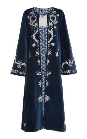 Alix Of Bohemia One Of A Kind Talitha Hand-embroidered Cotton Velvet Coat