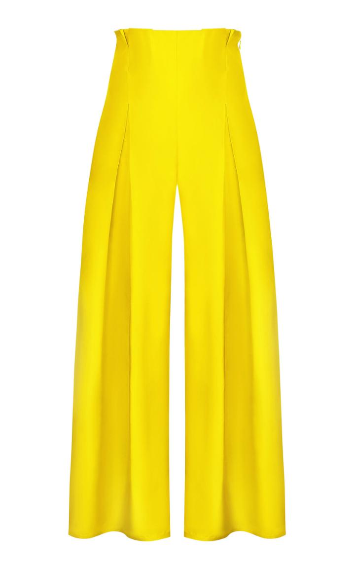 Abadia Pleated Silk Taffeta Wide-leg Pants