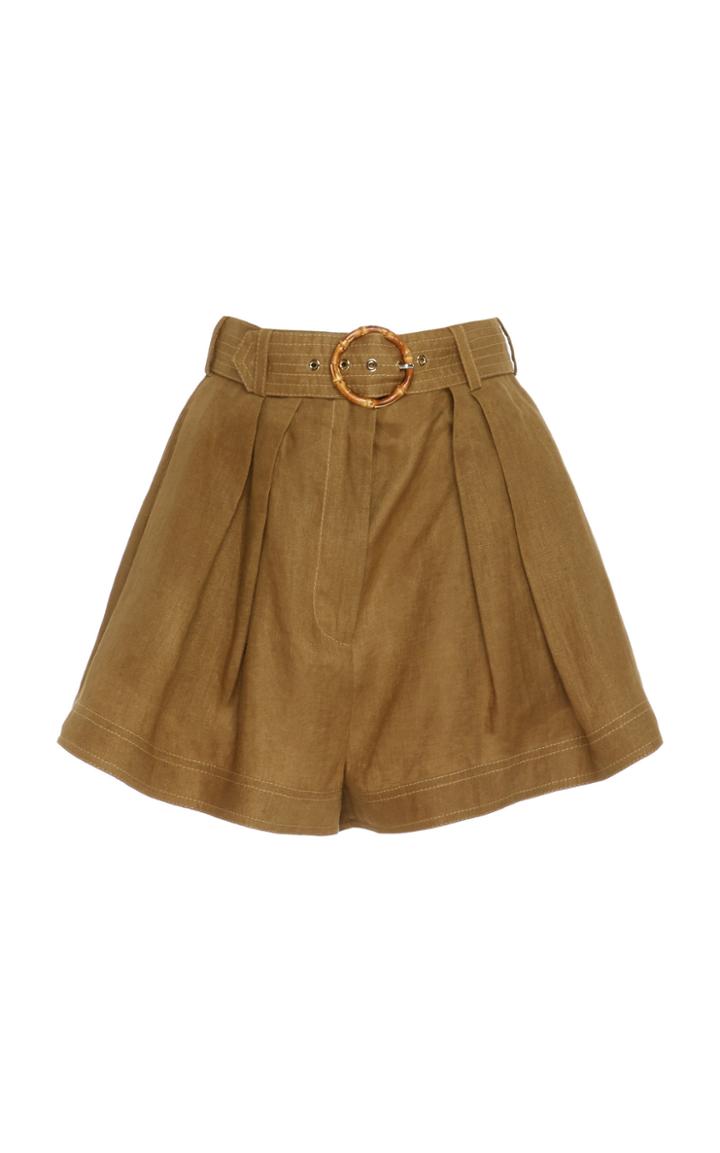 Zimmermann Belted Printed Linen Shorts Size: 2