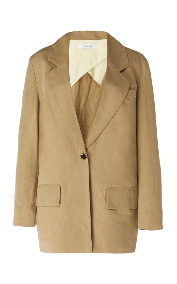 Moda Operandi Eron Louise Powersuit Single-breasted Linen-blend Blazer Size: 32