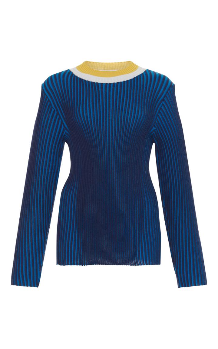 Parden's Farah Blue Ribbed Sweater
