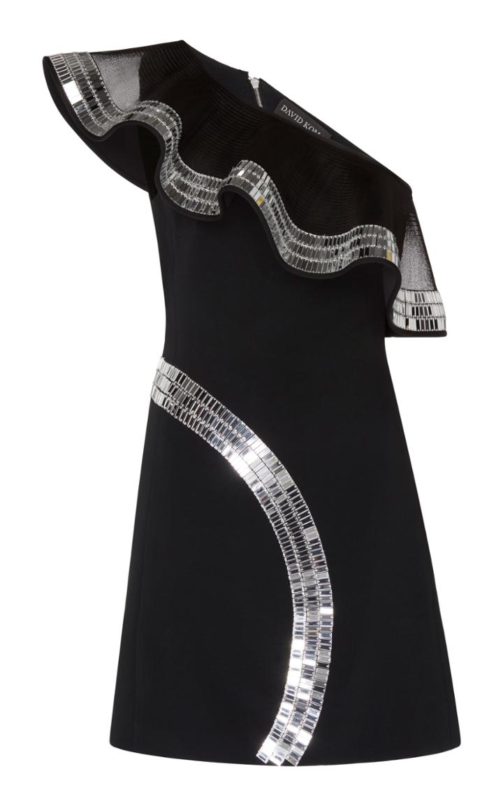 David Koma Embroidered Ruffle Mini Dress