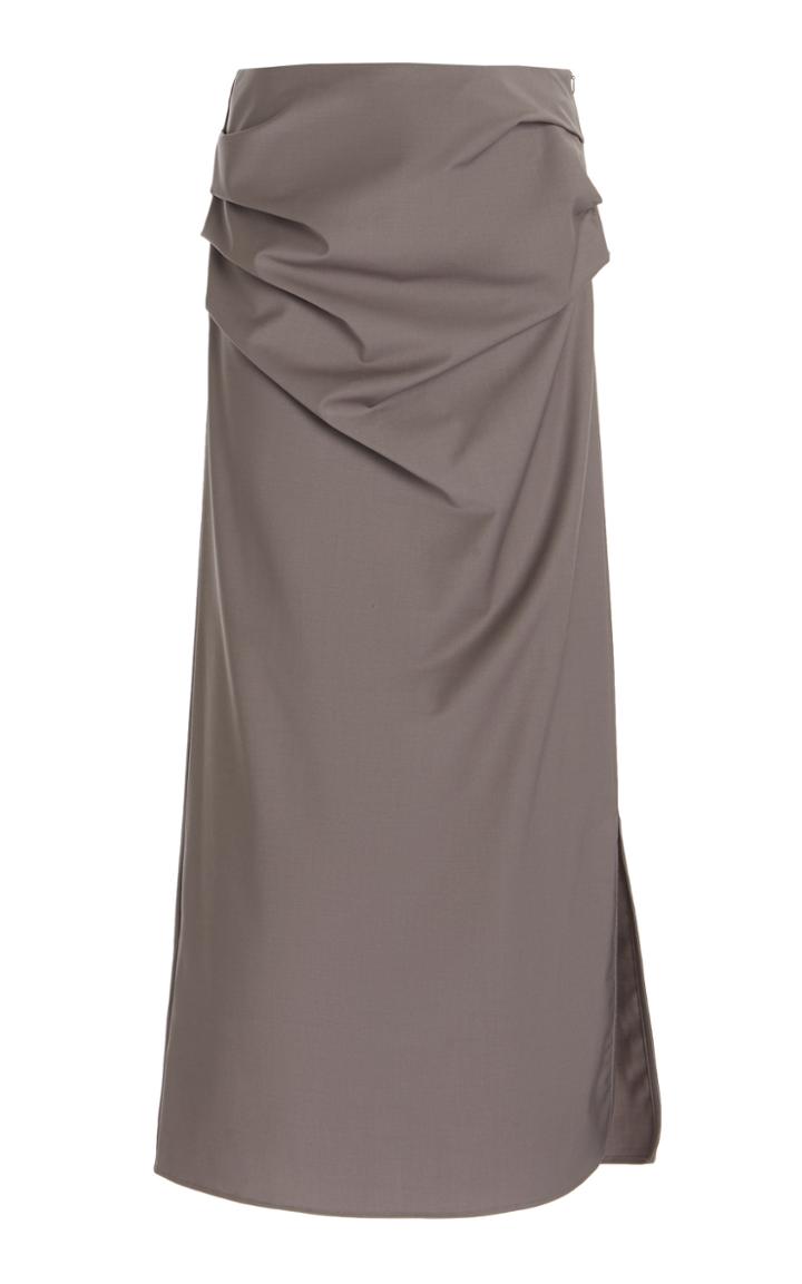 Georgia Alice Draped Wool-blend Maxi Skirt