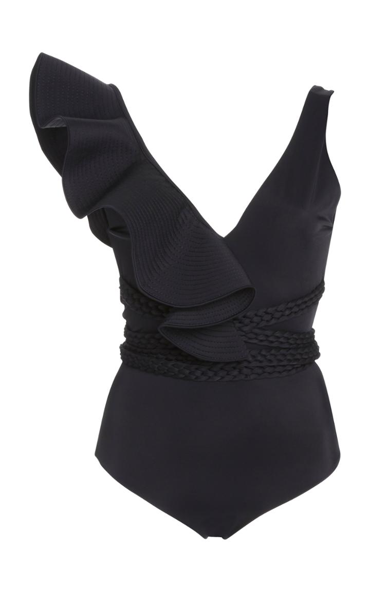 Johanna Ortiz Fanciful Asymmetric Ruffled Swimsuit