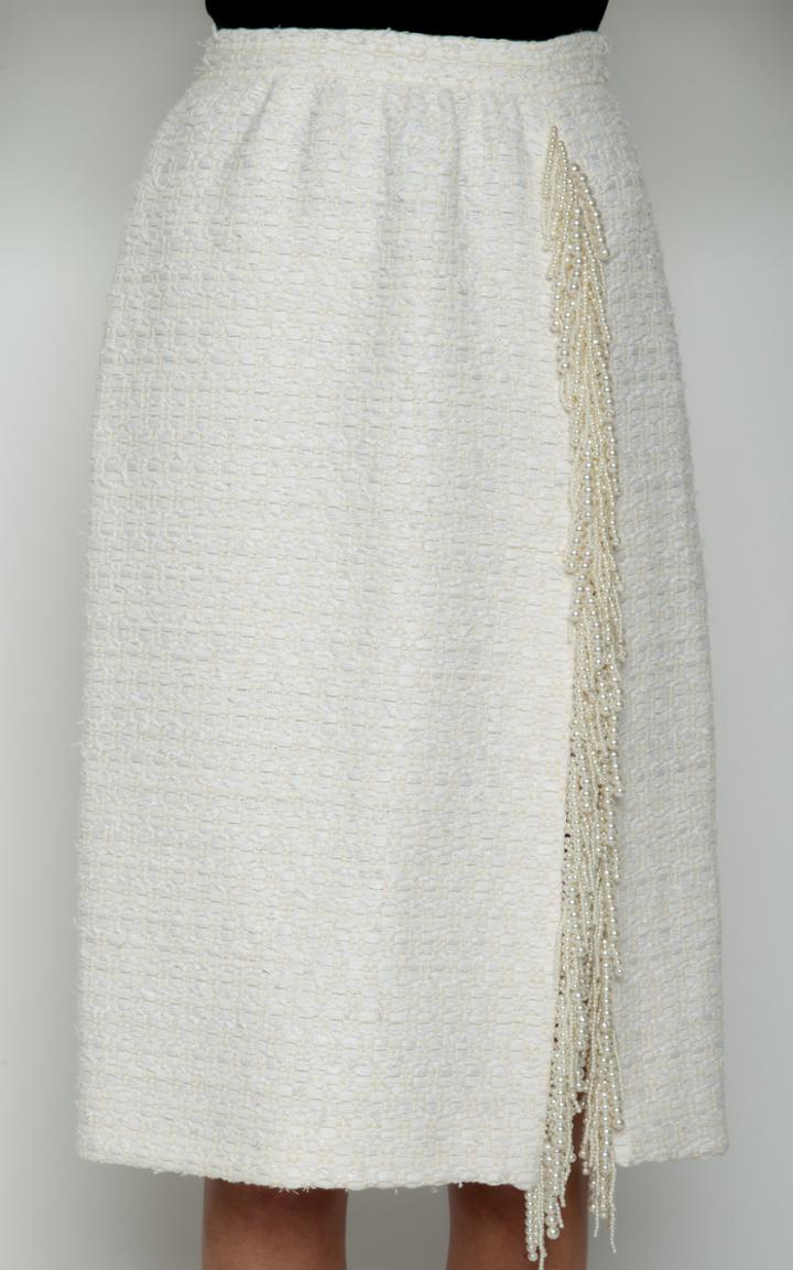 Moda Operandi Giambattista Valli High-rise Tweed Pearl Trim Skirt