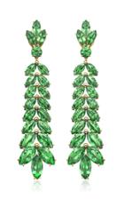 Moda Operandi Margaret Jewels One Of A Kind 18k Yellow Gold Green Chevron Earrings