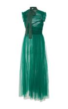 Rochas Sleeveless Draped Silk Chiffon Long Dress