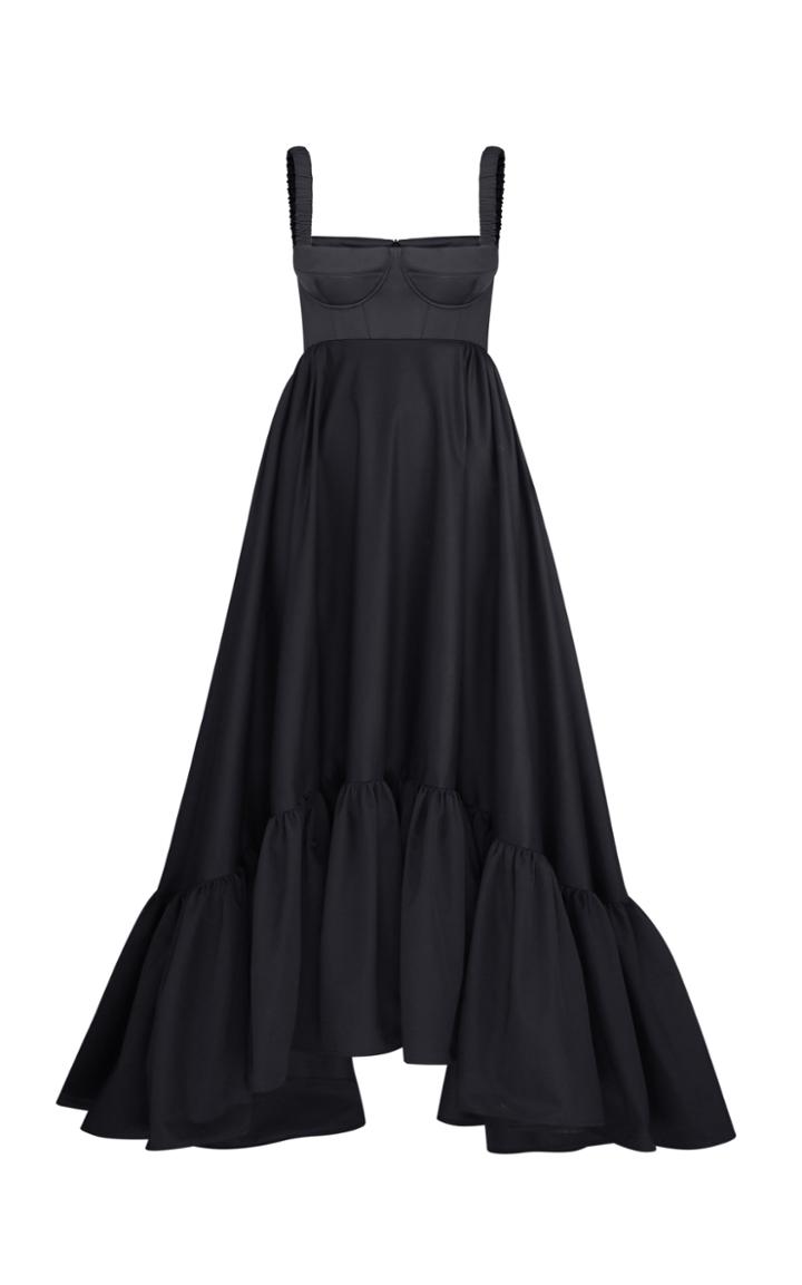 Anna October Asymmetric Cotton-blend Maxi Dress