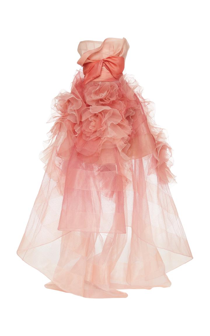 Marchesa Bow-embellished Silk Organza Gown