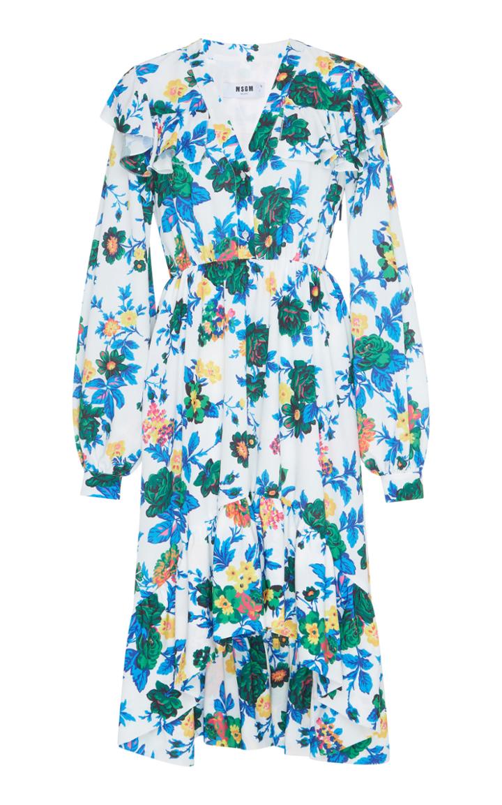 Msgm Long Sleeve Ruffle Peasant Dress