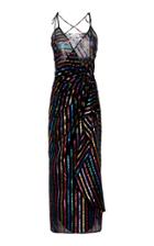 Attico Metallic Striped Lam Midi Dress