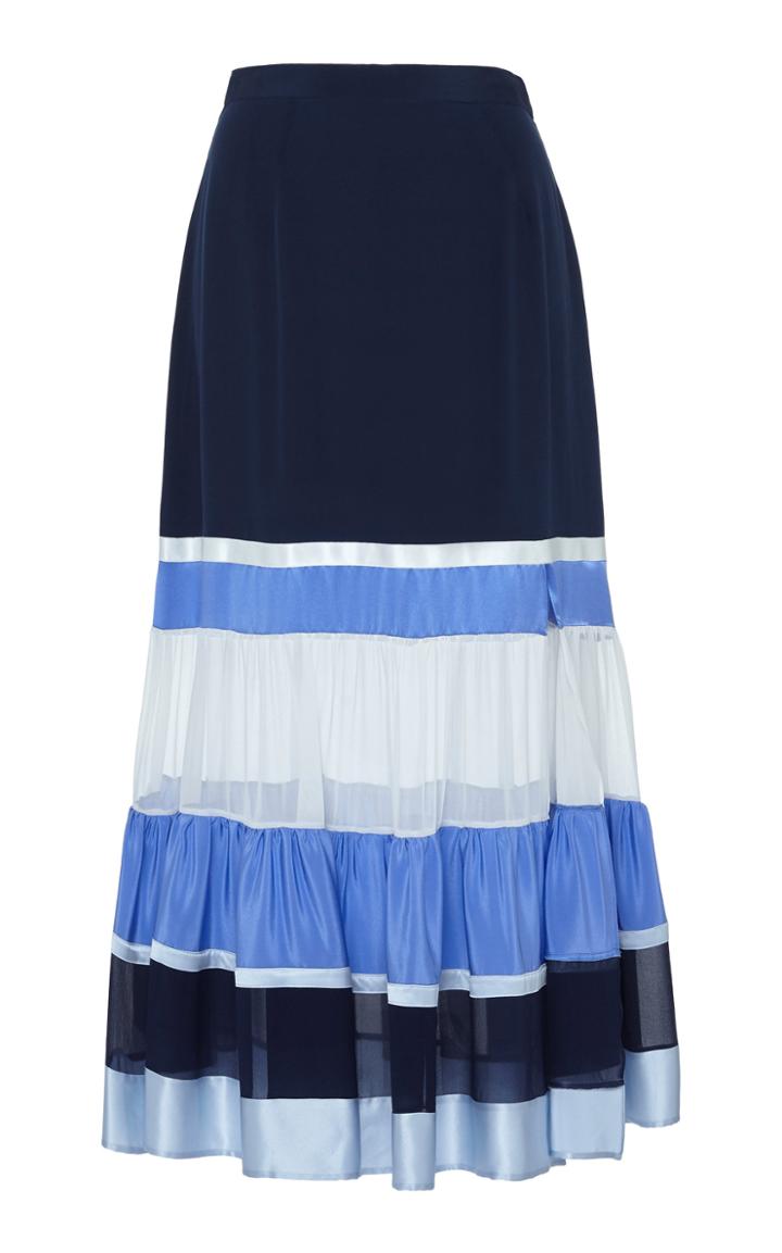 Moda Operandi Altuzarra Jib Tiered Satin Midi Skirt Size: 36