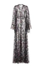 Luisa Beccaria Floral Embroidered Maxi Dress With Buttons