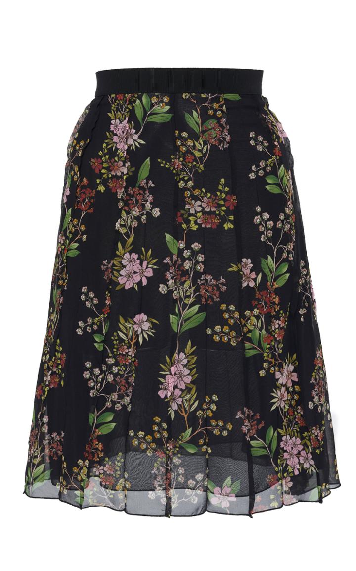 Giambattista Valli Floral Printed Silk Chiffon Skirt