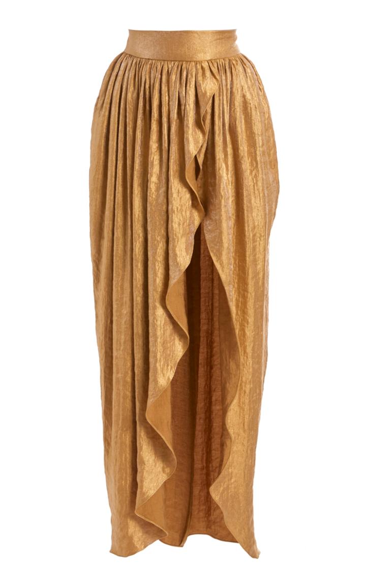 Moda Operandi Kalmanovich Ruffled Metallic Maxi Skirt Size: 0