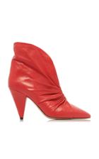 Isabel Marant Lasteen Ruched Leather Ankle Boots Size: 36