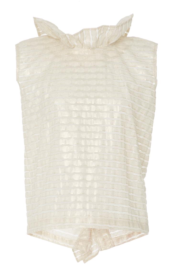 Amber Sakai Sleeveless Ruffle Back Top
