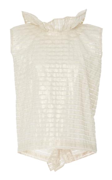 Amber Sakai Sleeveless Ruffle Back Top