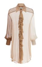 Lee Mathews Kitty Ruffle Front Silk Georgette Shirt