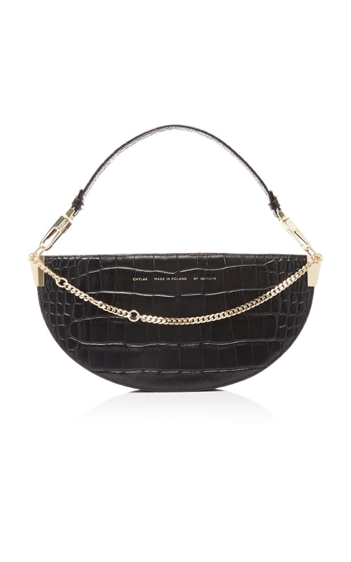Chylak Embellished Croc-effect Leather Shoulder Bag