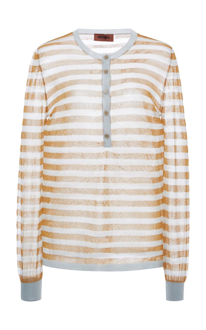 Moda Operandi Missoni Striped Metallic Chiffon Top Size: 38