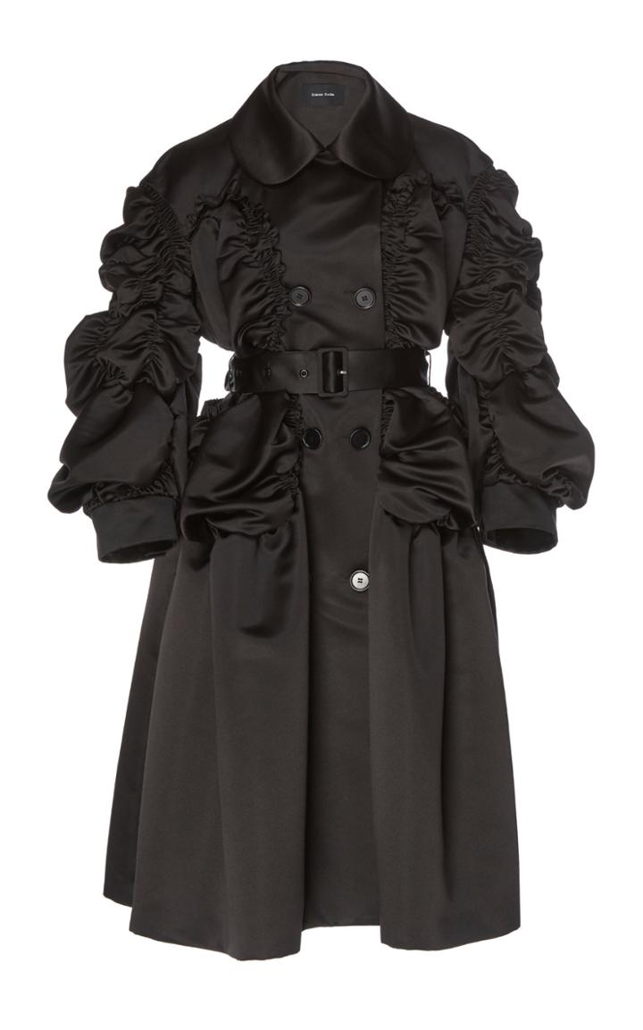 Simone Rocha Belted Ruched Satin Coat