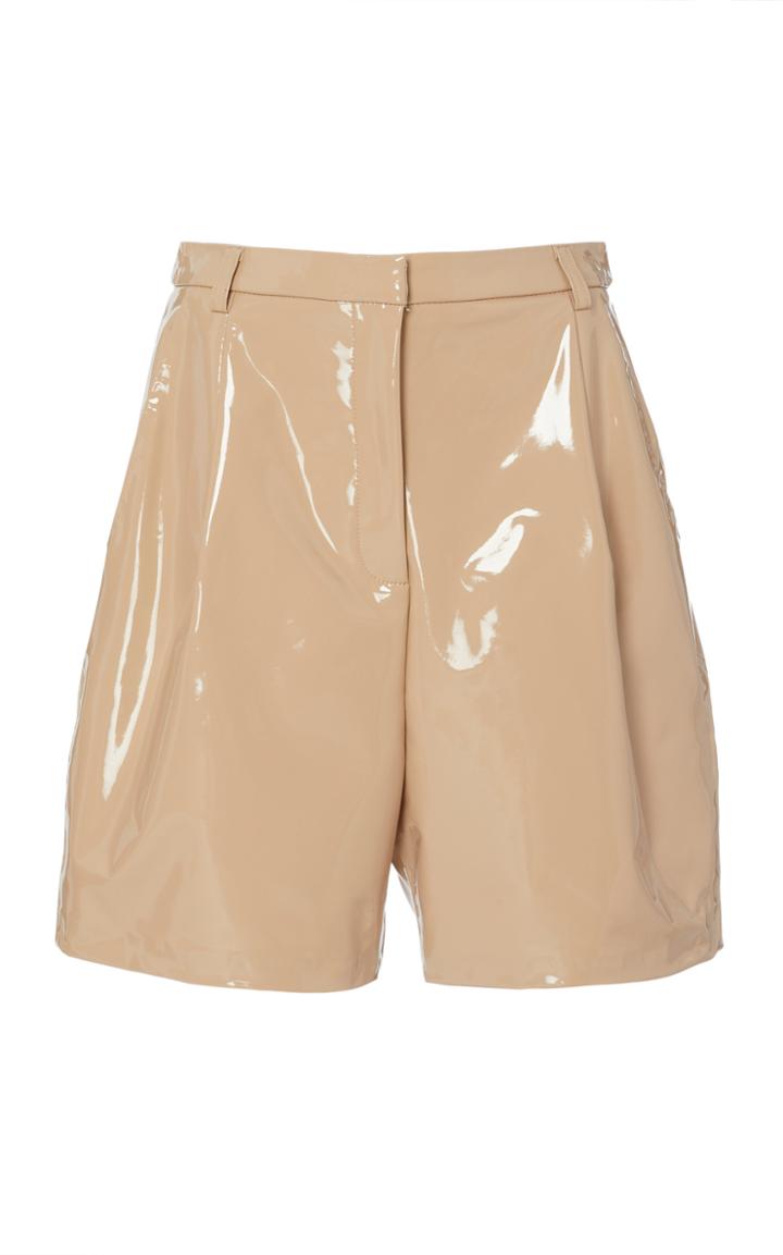 Sally Lapointe Pleat-front Opaque Vinyl Shorts