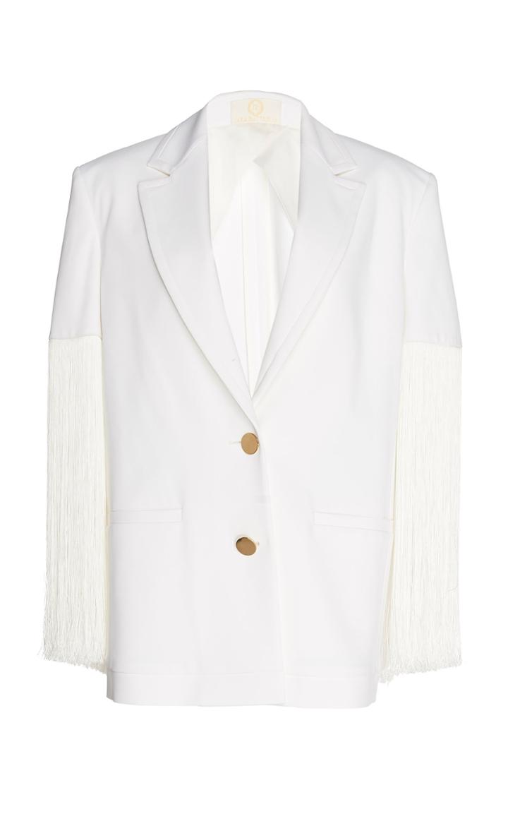 Sara Battaglia Longlined Fringe Blazer
