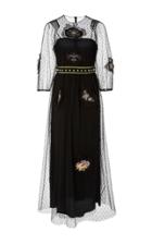 Red Valentino Sheer Tulle Dress With Gothic Patches