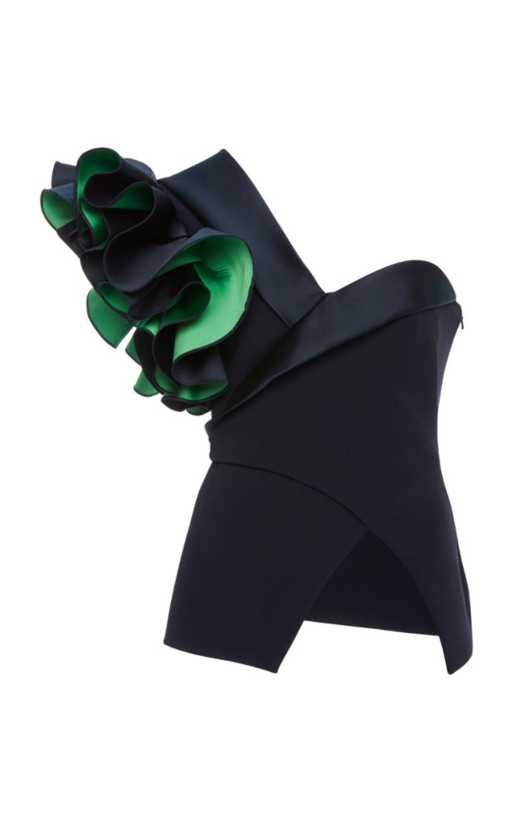 Brandon Maxwell One Shoulder Flamenco Top
