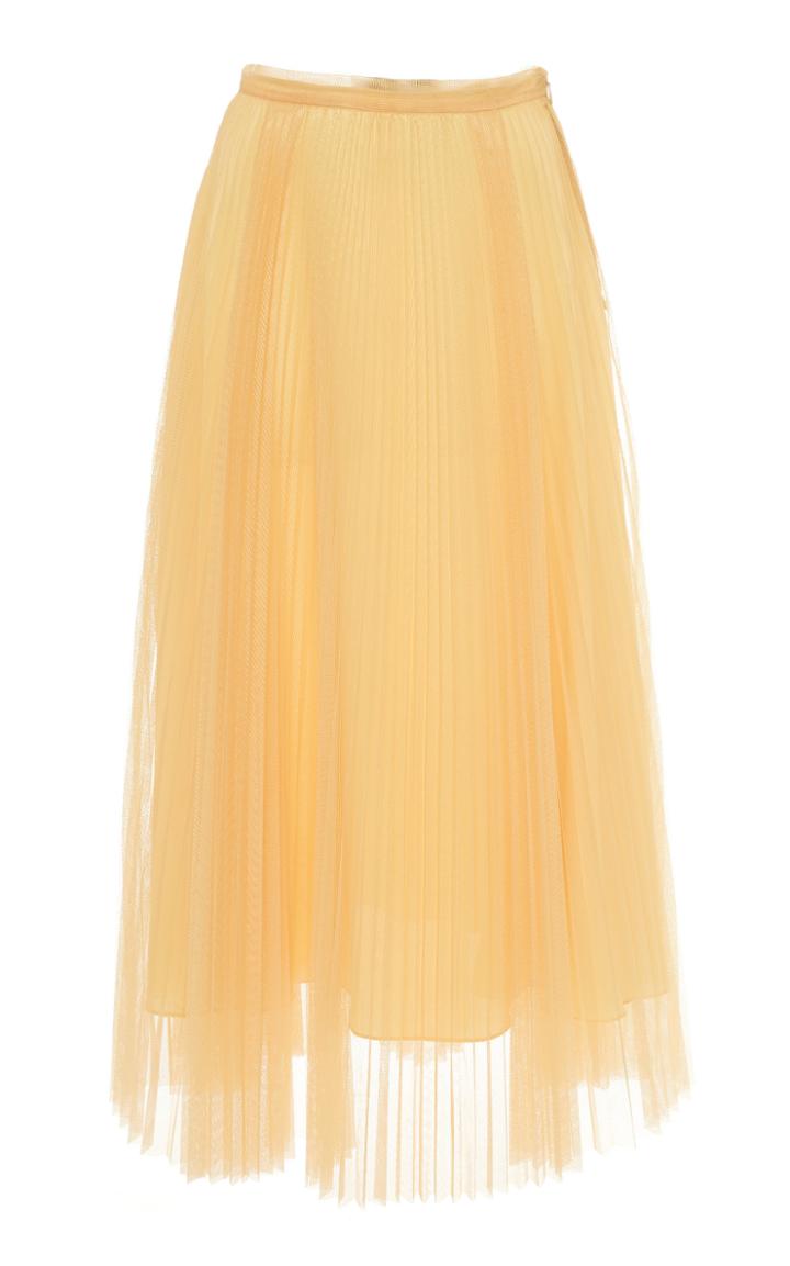 Claudia Li Semi-sheer High Waisted Pleated Skirt