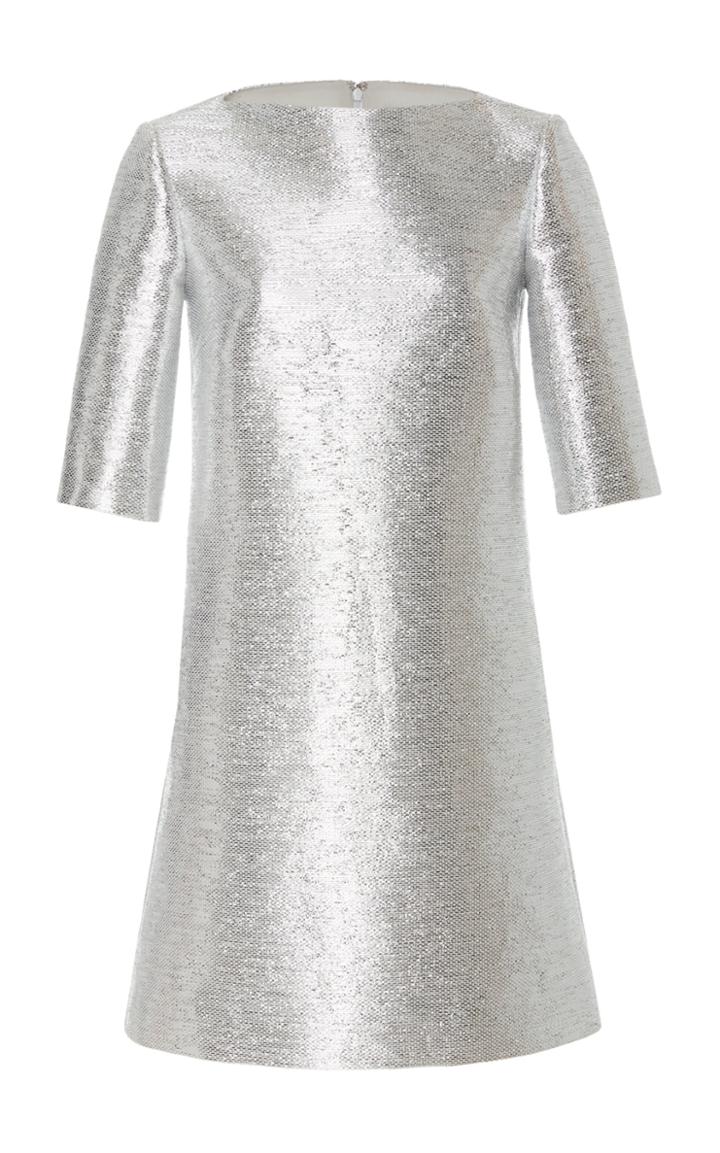 Moda Operandi Brandon Maxwell Metallic Tweed Shift Dress Size: 2