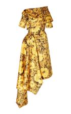 Richard Quinn Sunflower Draped Duchess Satin Dress